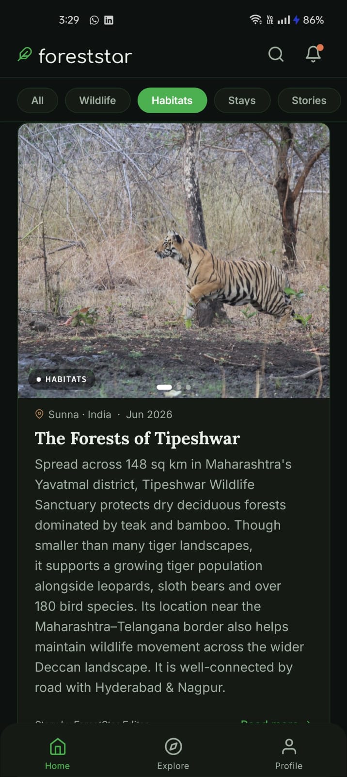 Habitats category showing Tipeshwar forest article
